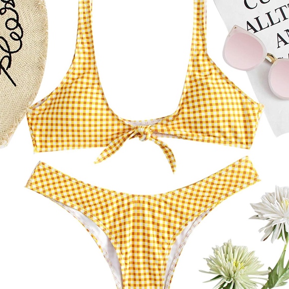 yellow gingham swimsuit